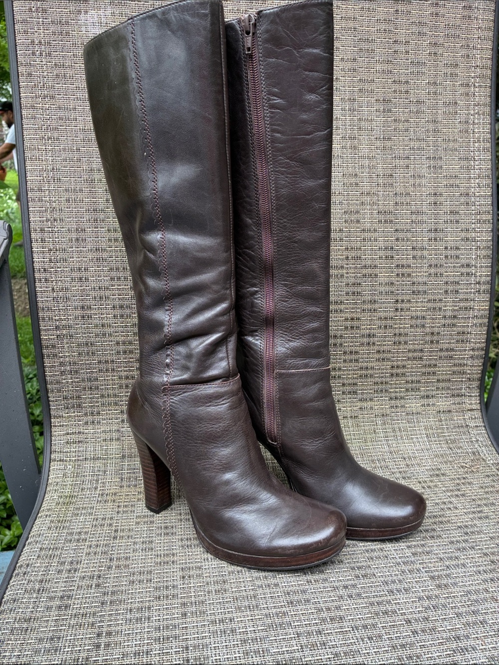 Charles By Charles David Dark Brown Leather Knee-High Heeled Boots